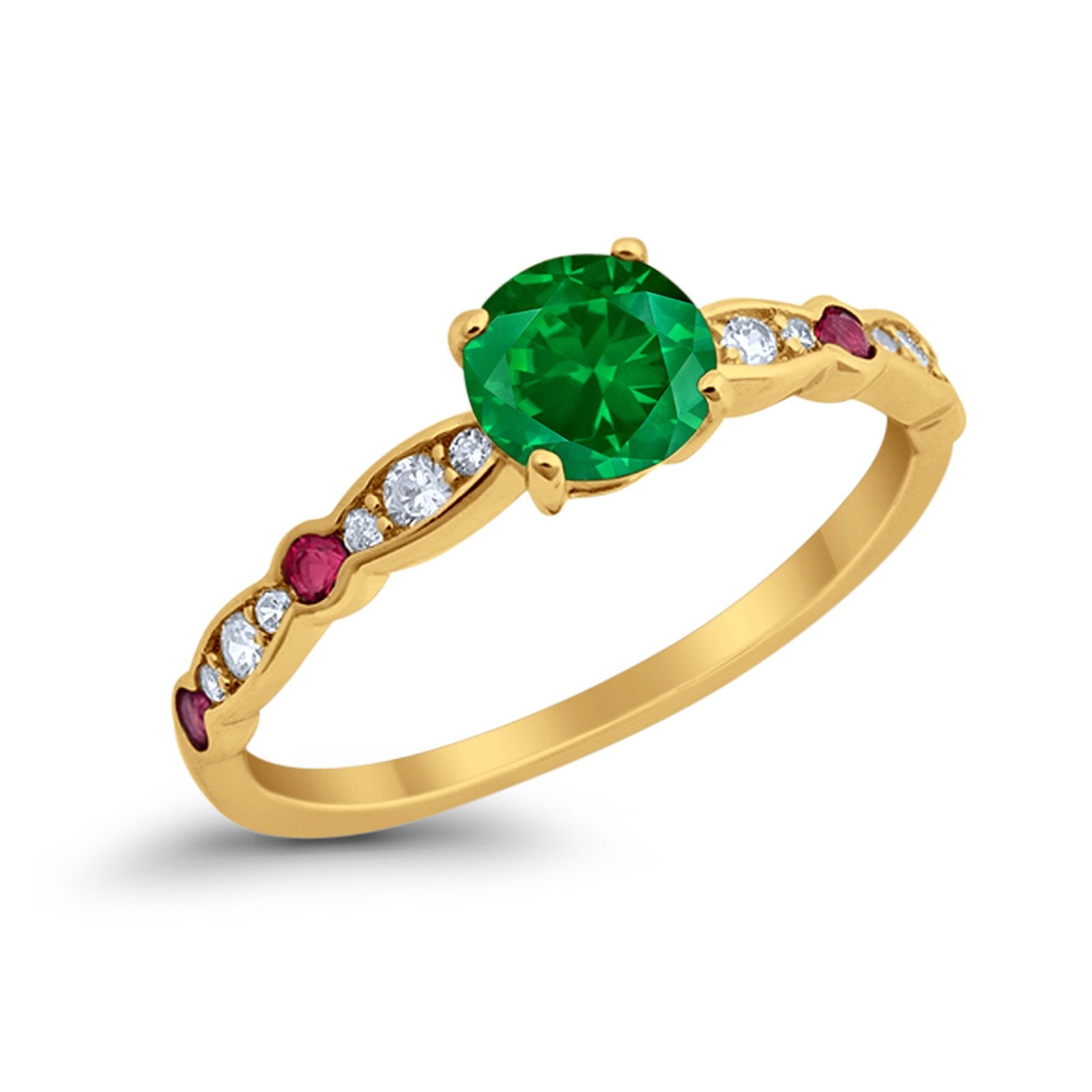 Art Deco Wedding Engagement Ring Round Cubic Zirconia 925 Sterling Silver Simulated Ruby