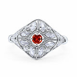 Art Deco Ring Marquise Filigree Round Cubic Zirconia 925 Sterling Silver Choose Color