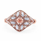 Art Deco Ring Marquise Filigree Round Cubic Zirconia 925 Sterling Silver Choose Color