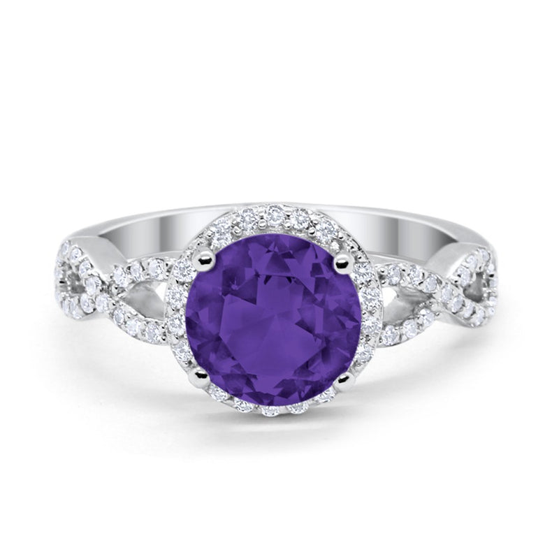 Art Deco Halo Infinity Engagement Wedding Ring Round Cubic Zirconia Solid 925 Sterling Silver Choose Color