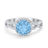 Art Deco Halo Infinity Engagement Wedding Ring Round Cubic Zirconia Solid 925 Sterling Silver Choose Color