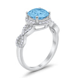 Art Deco Halo Infinity Engagement Wedding Ring Round Cubic Zirconia Solid 925 Sterling Silver Choose Color