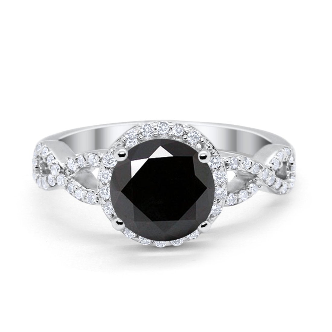 Art Deco Halo Infinity Engagement Wedding Ring Round Cubic Zirconia Solid 925 Sterling Silver Choose Color