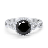 Art Deco Halo Infinity Engagement Wedding Ring Round Cubic Zirconia Solid 925 Sterling Silver Choose Color