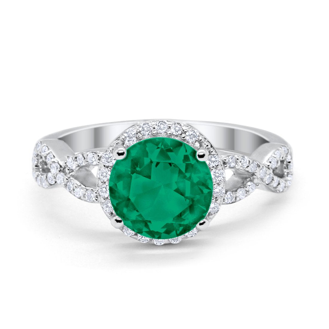 Art Deco Halo Infinity Engagement Wedding Ring Round Cubic Zirconia Solid 925 Sterling Silver Choose Color