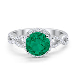 Art Deco Halo Infinity Engagement Wedding Ring Round Cubic Zirconia Solid 925 Sterling Silver Choose Color