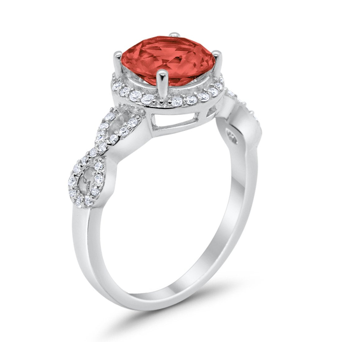 Art Deco Halo Infinity Engagement Wedding Ring Round Cubic Zirconia Solid 925 Sterling Silver Choose Color