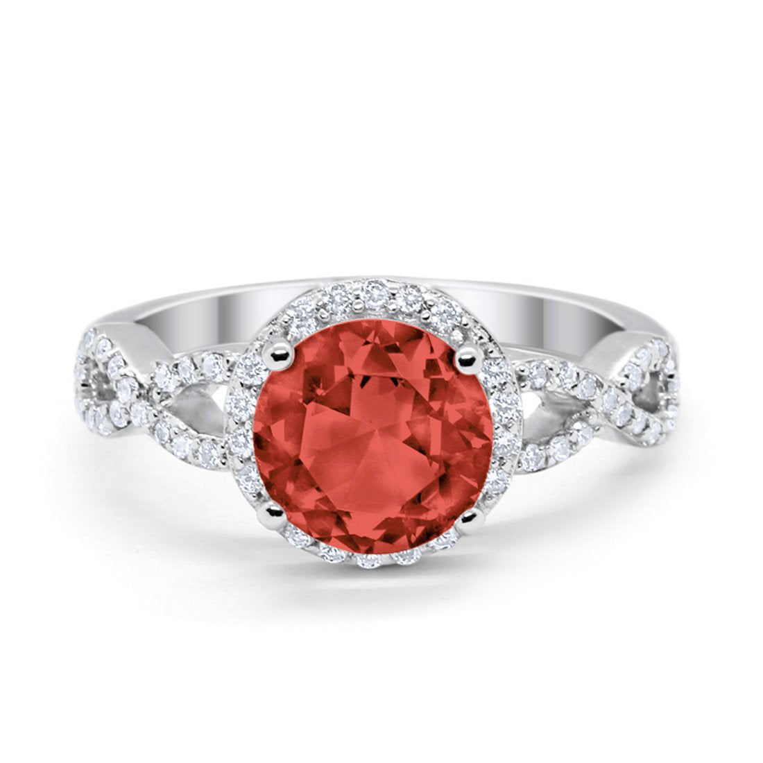 Art Deco Halo Infinity Engagement Wedding Ring Round Cubic Zirconia Solid 925 Sterling Silver Choose Color