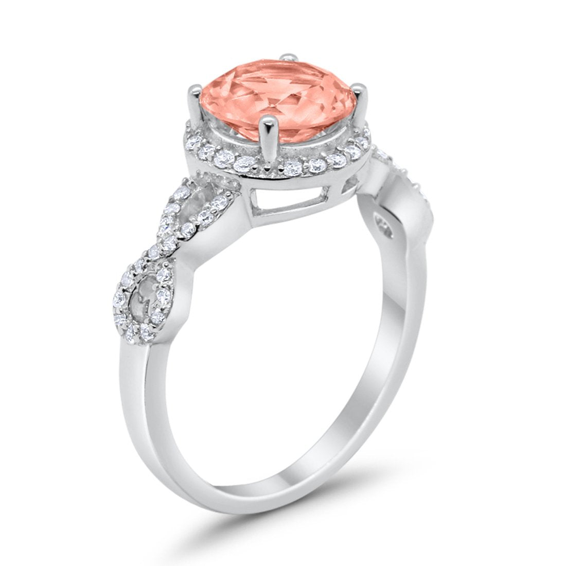 Art Deco Halo Infinity Engagement Wedding Ring Round Cubic Zirconia Solid 925 Sterling Silver Choose Color