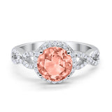 Art Deco Halo Infinity Engagement Wedding Ring Round Cubic Zirconia Solid 925 Sterling Silver Choose Color