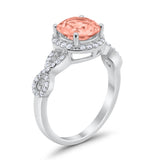 Art Deco Halo Infinity Engagement Wedding Ring Round Cubic Zirconia Solid 925 Sterling Silver Choose Color