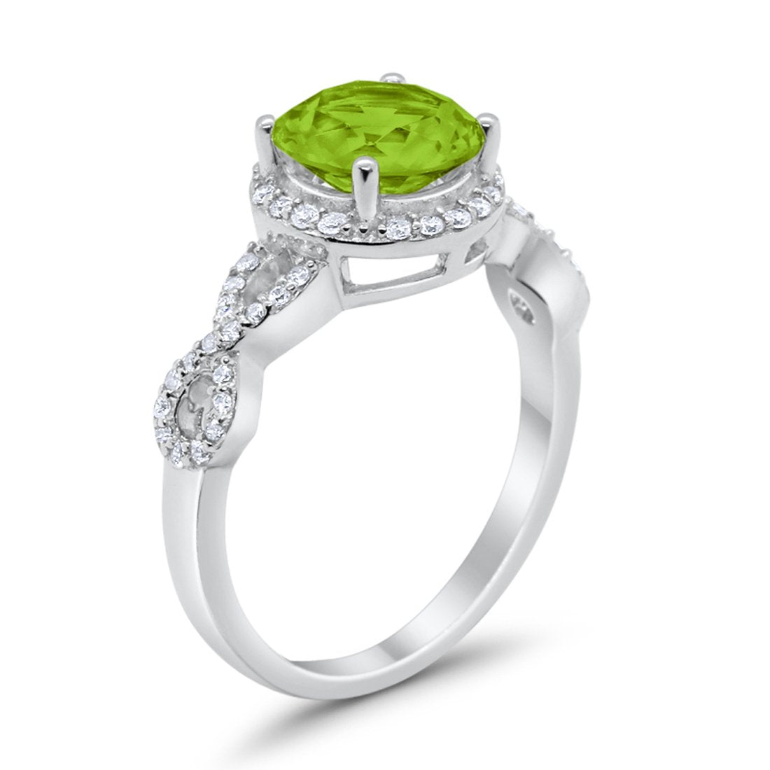 Art Deco Halo Infinity Engagement Wedding Ring Round Cubic Zirconia Solid 925 Sterling Silver Choose Color