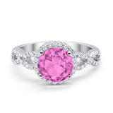 Art Deco Halo Infinity Engagement Wedding Ring Round Cubic Zirconia Solid 925 Sterling Silver Choose Color