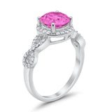 Art Deco Halo Infinity Engagement Wedding Ring Round Cubic Zirconia Solid 925 Sterling Silver Choose Color