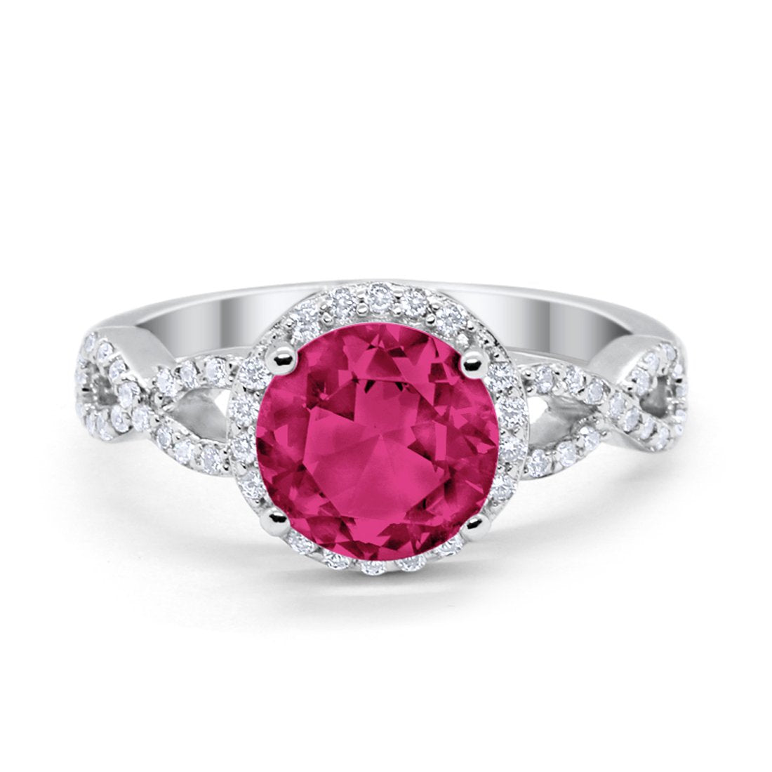 Art Deco Halo Infinity Engagement Wedding Ring Round Cubic Zirconia Solid 925 Sterling Silver Choose Color