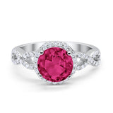 Art Deco Halo Infinity Engagement Wedding Ring Round Cubic Zirconia Solid 925 Sterling Silver Choose Color