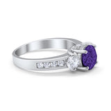 Three Stone Wedding Ring Round Simulated Cubic Zirconia 925 Sterling Silver