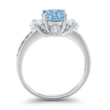 Three Stone Wedding Ring Round Simulated Cubic Zirconia 925 Sterling Silver