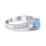 Three Stone Wedding Ring Round Simulated Cubic Zirconia 925 Sterling Silver