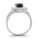 Three Stone Wedding Ring Round Simulated Cubic Zirconia 925 Sterling Silver