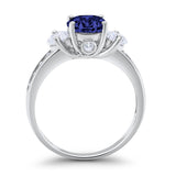 Three Stone Wedding Ring Round Simulated Cubic Zirconia 925 Sterling Silver