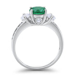 Three Stone Wedding Ring Round Simulated Cubic Zirconia 925 Sterling Silver