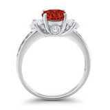 Three Stone Wedding Ring Round Simulated Cubic Zirconia 925 Sterling Silver