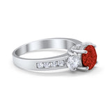 Three Stone Wedding Ring Round Simulated Cubic Zirconia 925 Sterling Silver