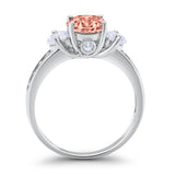 Three Stone Wedding Ring Round Simulated Cubic Zirconia 925 Sterling Silver