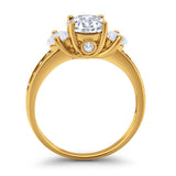 Three Stone Wedding Ring Round Simulated Cubic Zirconia 925 Sterling Silver