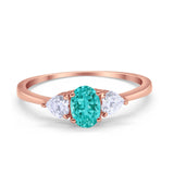 3-Stone Fashion Promise Ring Oval Simulated Cubic Zirconia 925 Sterling Silver