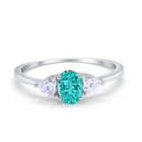 3-Stone Fashion Promise Ring Oval Simulated Cubic Zirconia 925 Sterling Silver