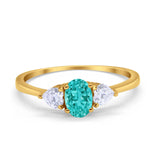 3-Stone Fashion Promise Ring Oval Simulated Cubic Zirconia 925 Sterling Silver