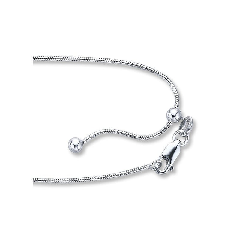 1MM Adjustable Snake Rhodium Chain .925 Solid Sterling Silver Sizes 22"