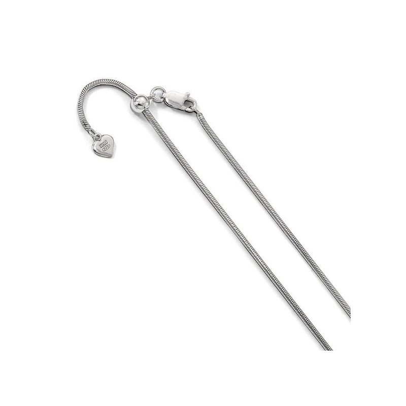 1MM Adjustable Snake Rhodium Chain .925 Solid Sterling Silver Sizes 22"