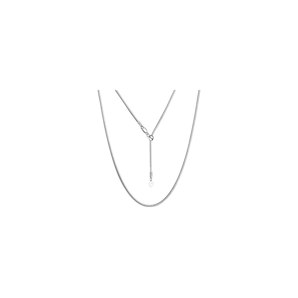 1MM Adjustable Snake Rhodium Chain .925 Solid Sterling Silver Sizes 22"