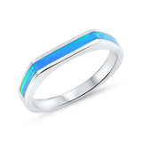 New Design Half Eternity Band Ring Lab Created Opal 925 Sterling Silver Choose Color - Blue Apple Jewelry