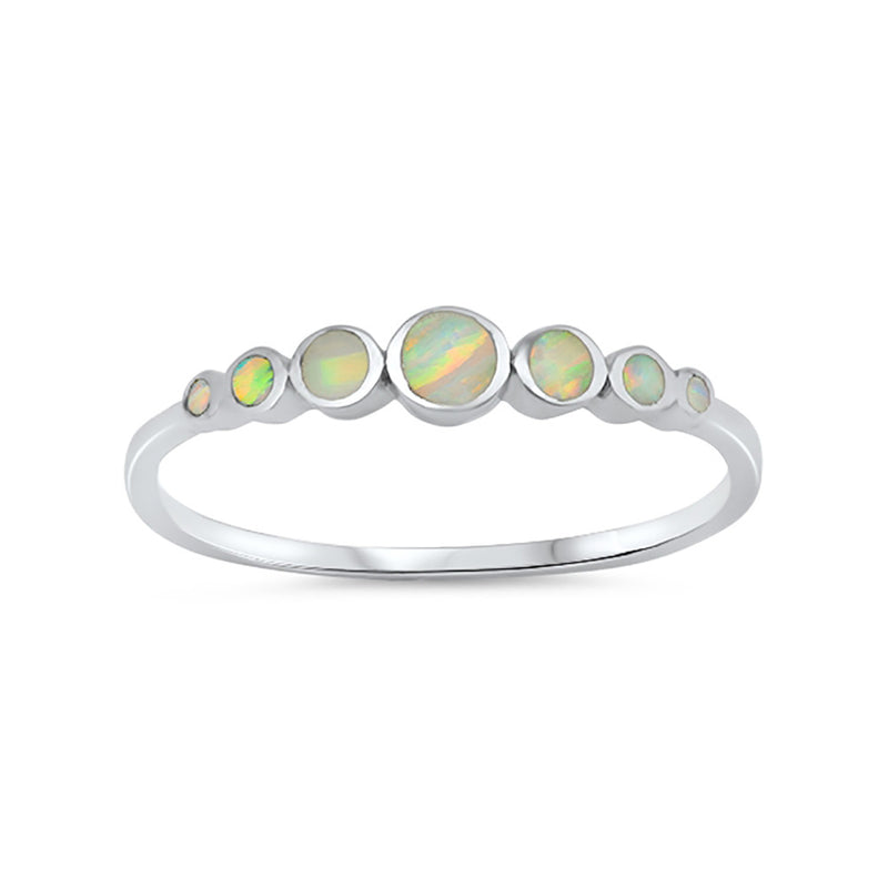 4mm Half Eternity Band Ring Round Lab Created Opal 925 Sterling Silver Choose Color - Blue Apple Jewelry