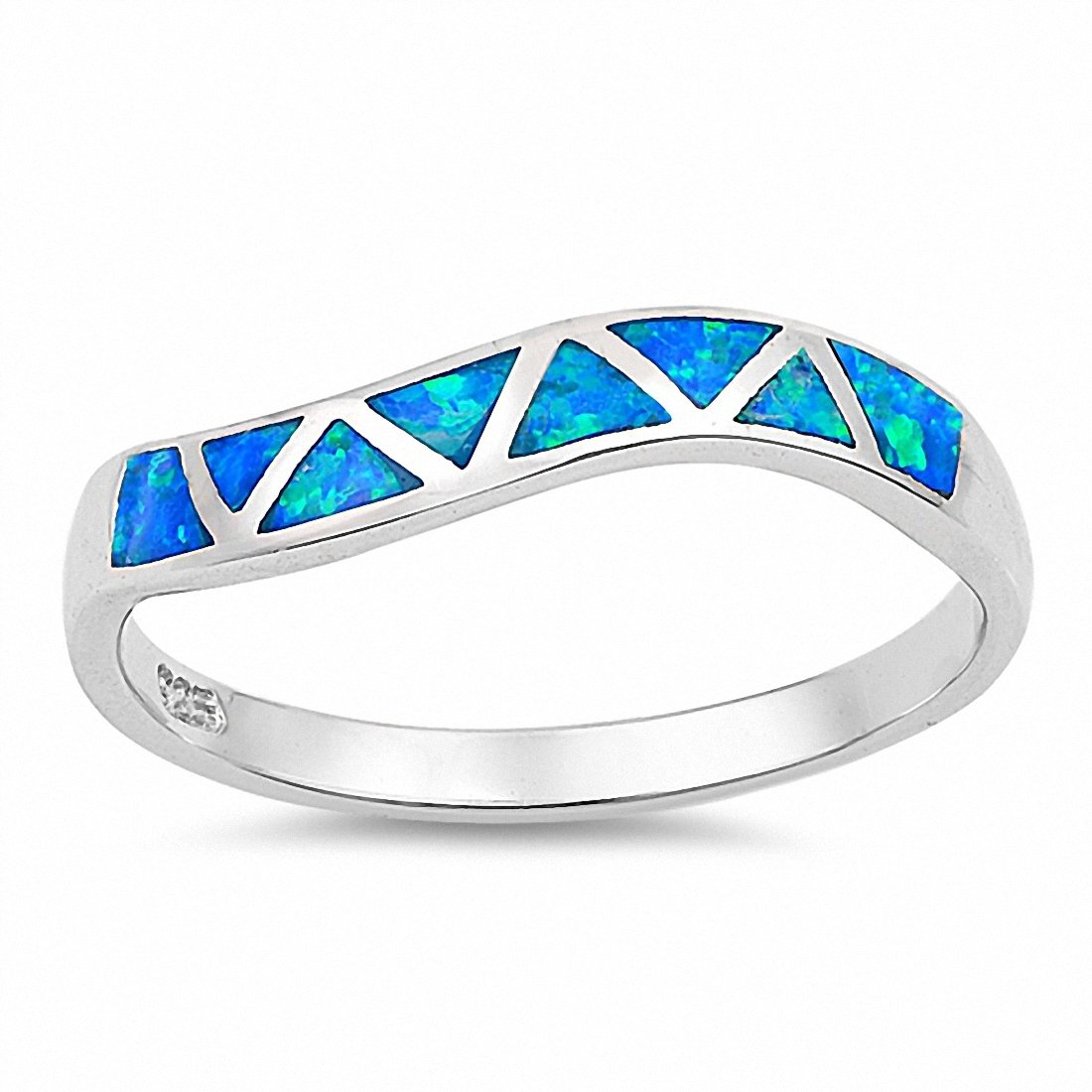 Fashion Half Eternity Design Created Opal Ring 925 Sterling Silver Choose Color