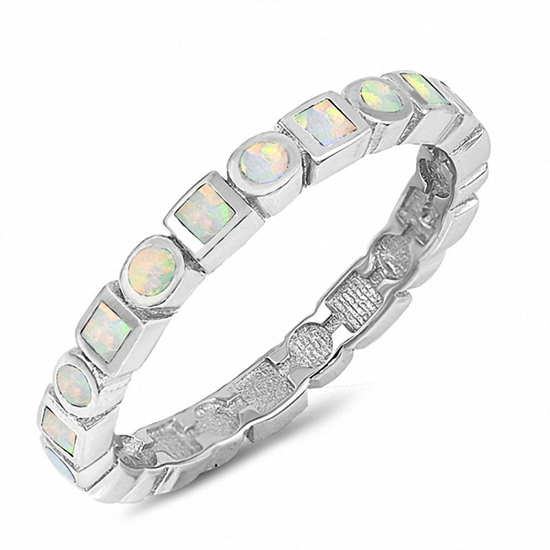 Round Square Created Opal Band