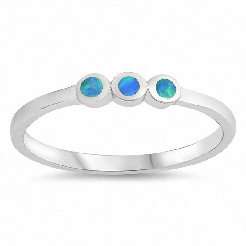 3-Stone Bezel Created Opal Band 925 Sterling Silver Choose Color