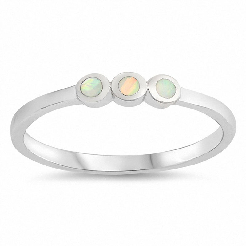 3-Stone Bezel Created Opal Band 925 Sterling Silver Choose Color