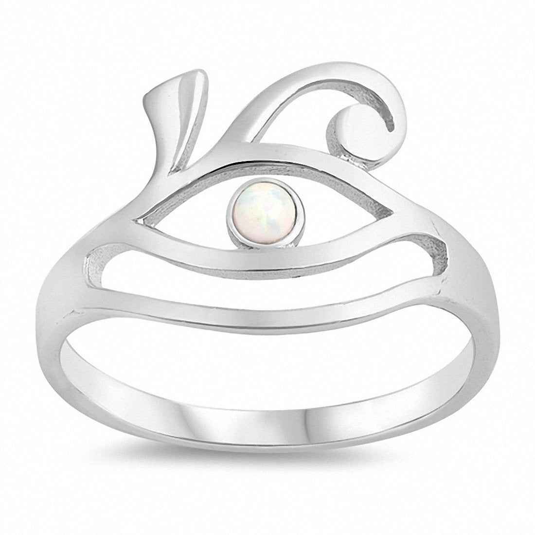 Eye Ring Round Created Opal 925 Sterling Silver Choose Color