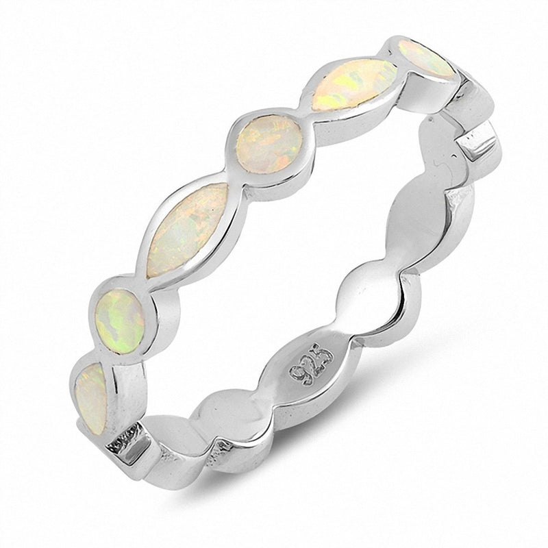 Marquise Round Lab Created Opal 925 Sterling Silver (4mm)