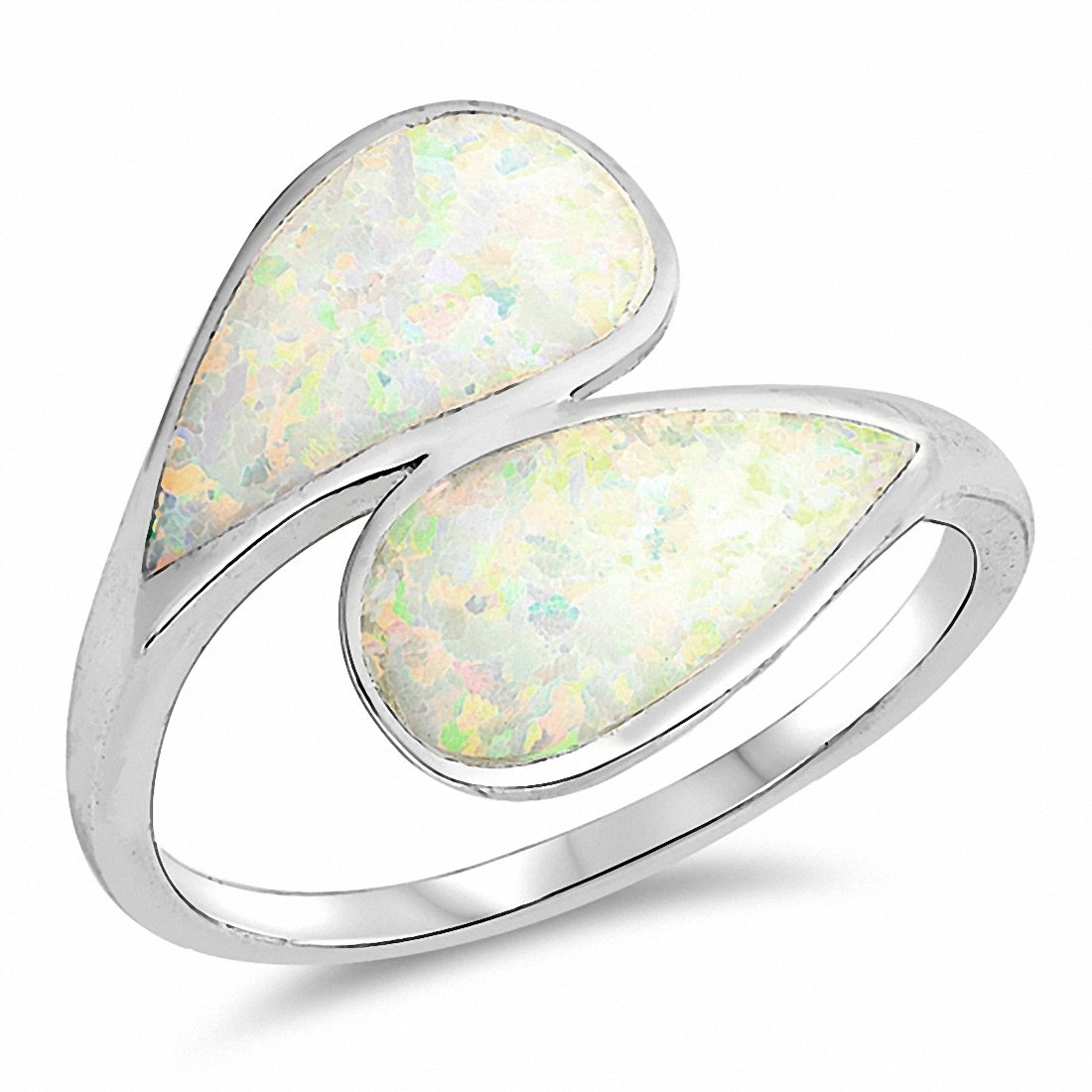 Bypass Wrap style Ring White Opal