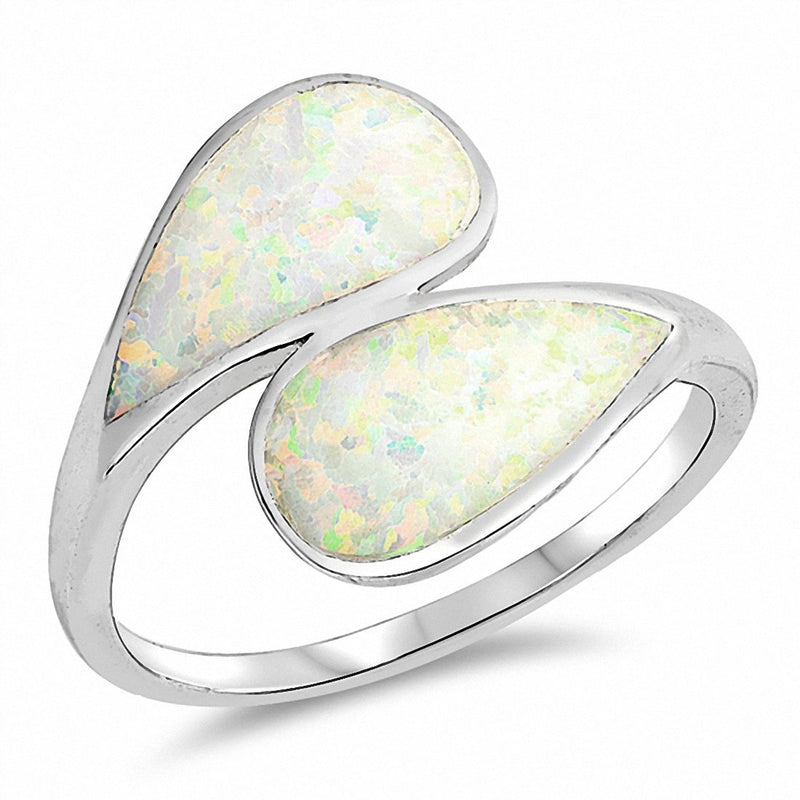Bypass Wrap style Ring White Opal
