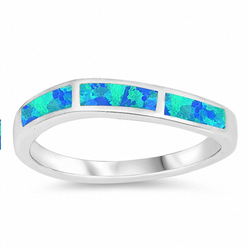 Half Eternity Style Lab Created Opal Band 925 Sterling Silver (4 mm)