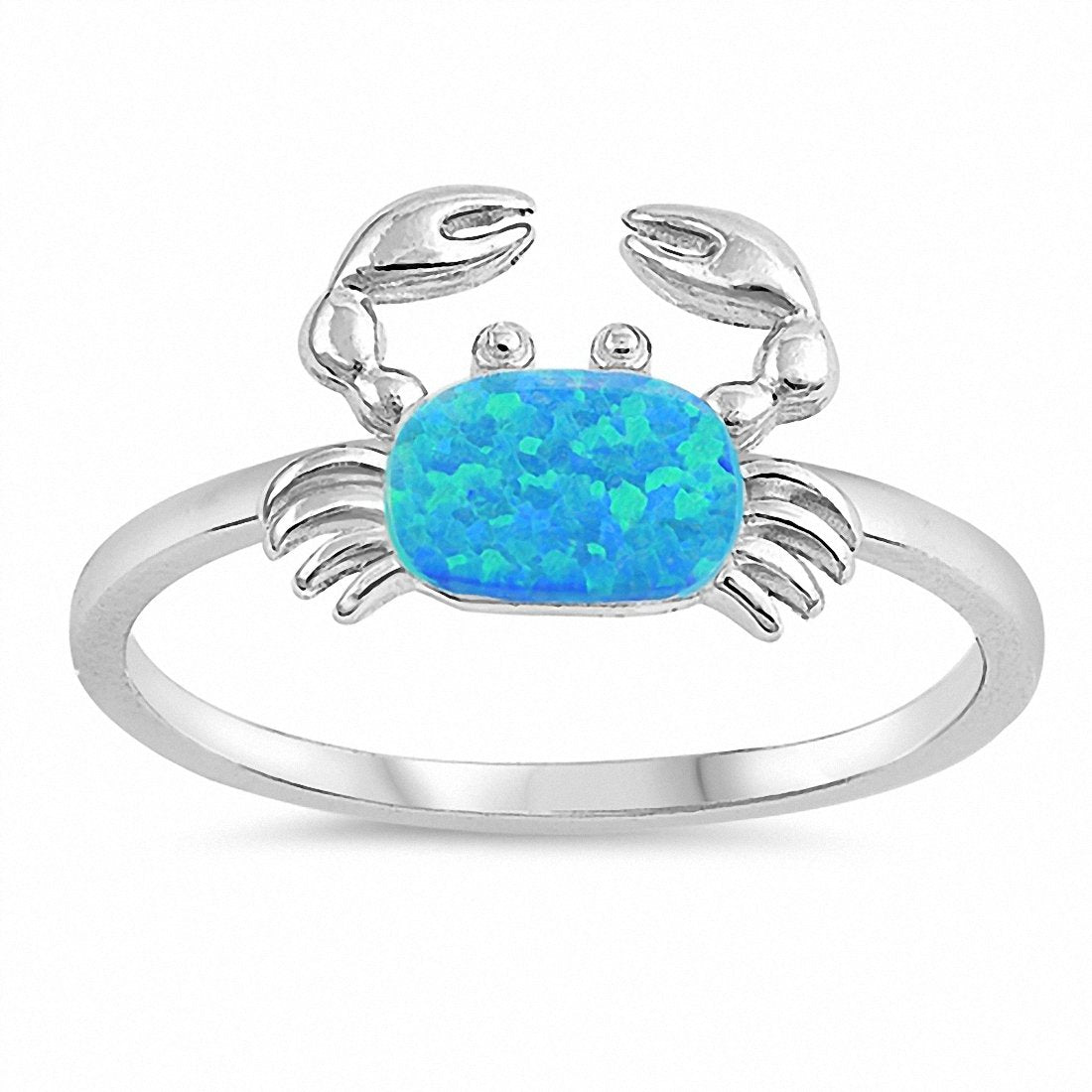 Crab Ring Created Opal 925 Sterling Silver Choose Color