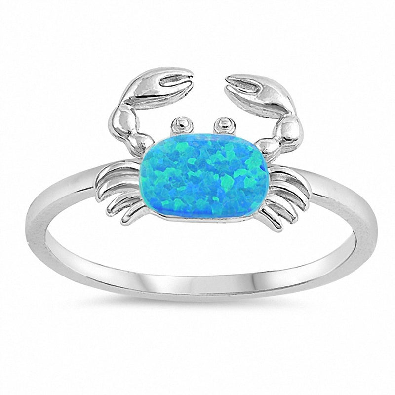 Crab Ring Created Opal 925 Sterling Silver Choose Color