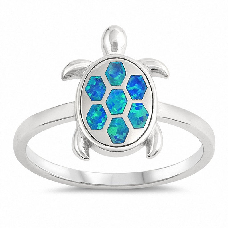 Turlte Ring Created Opal 925 Sterling Silver Choose Color